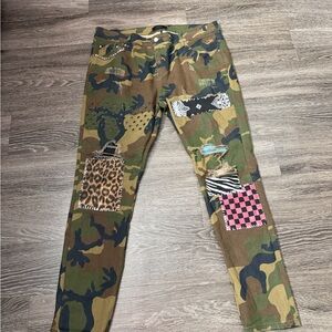 Men's Camouflage Patchwork Jeans